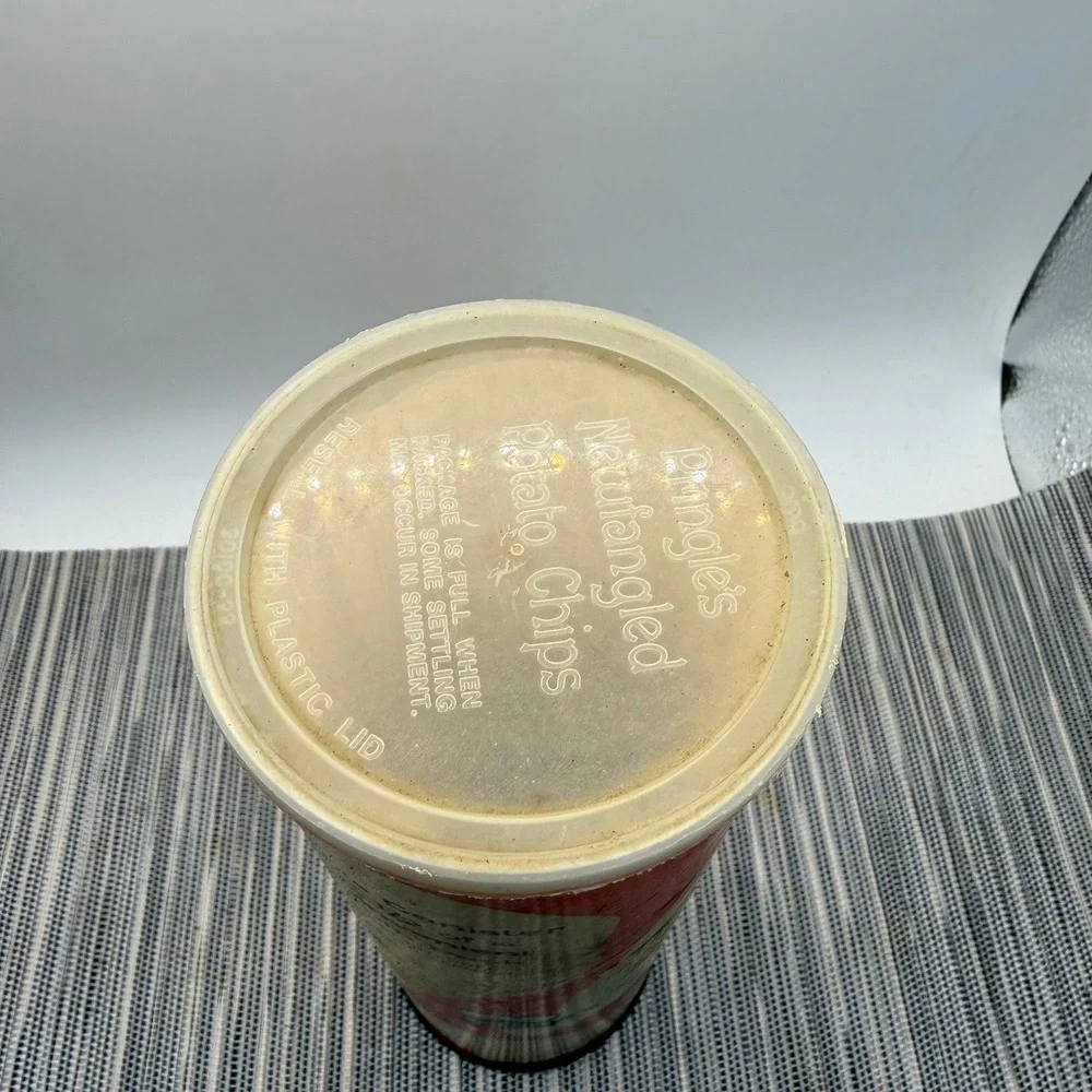 Vintage Pringles Newfangled Potato Chips Canister 1970s P&G Advertising Tin Lid